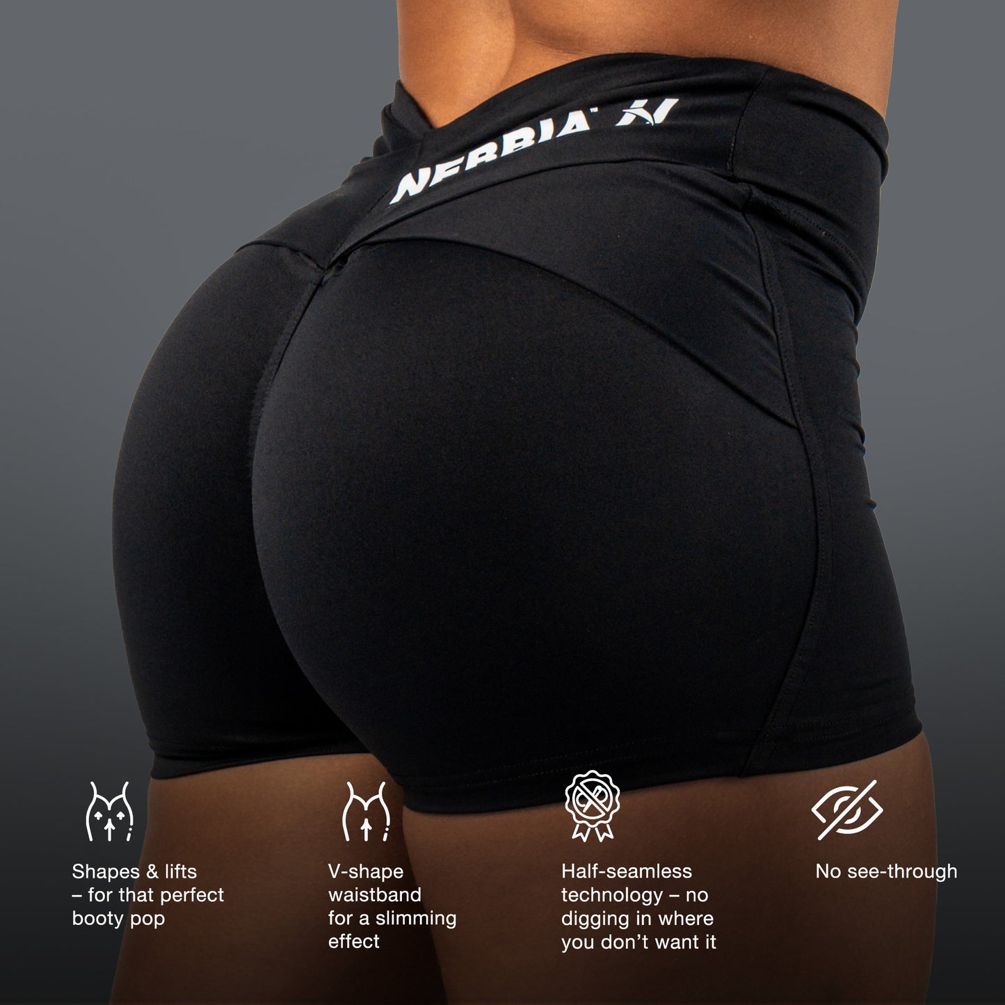 NEBBIA STRONG BEAUTY šortai V formos, Juodi