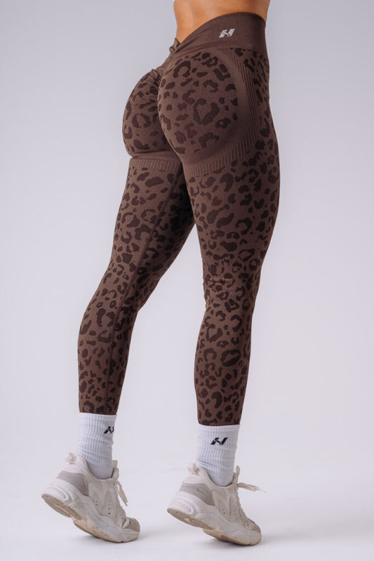 NEBBIA Leopard Primal Formuojančios Push Up Tamprės, Tamsiai rudos