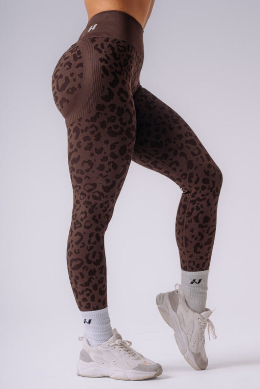 NEBBIA Leopard Primal Formuojančios Push Up Tamprės, Tamsiai rudos