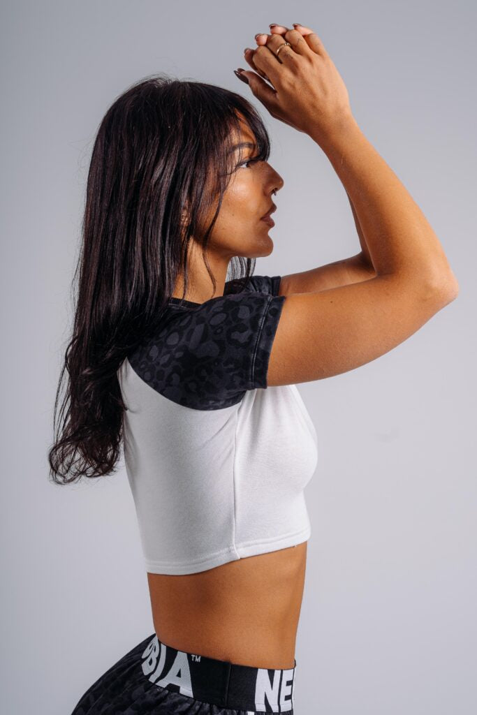 NEBBIA Leopard Primal '97 Crop Top Marškinėliai, Balta-Juoda