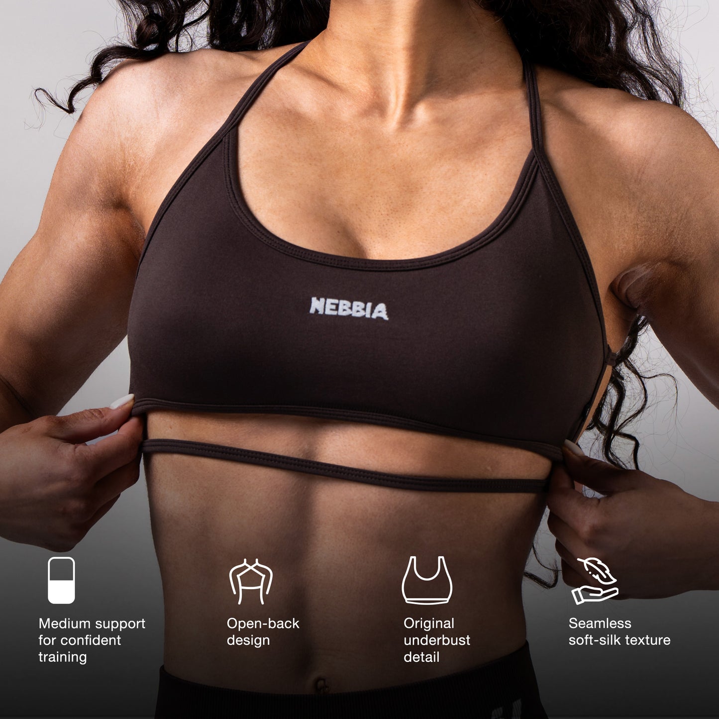 NEBBIA Bra POWER Sportinė Liemenėlė / Braletė, Juoda