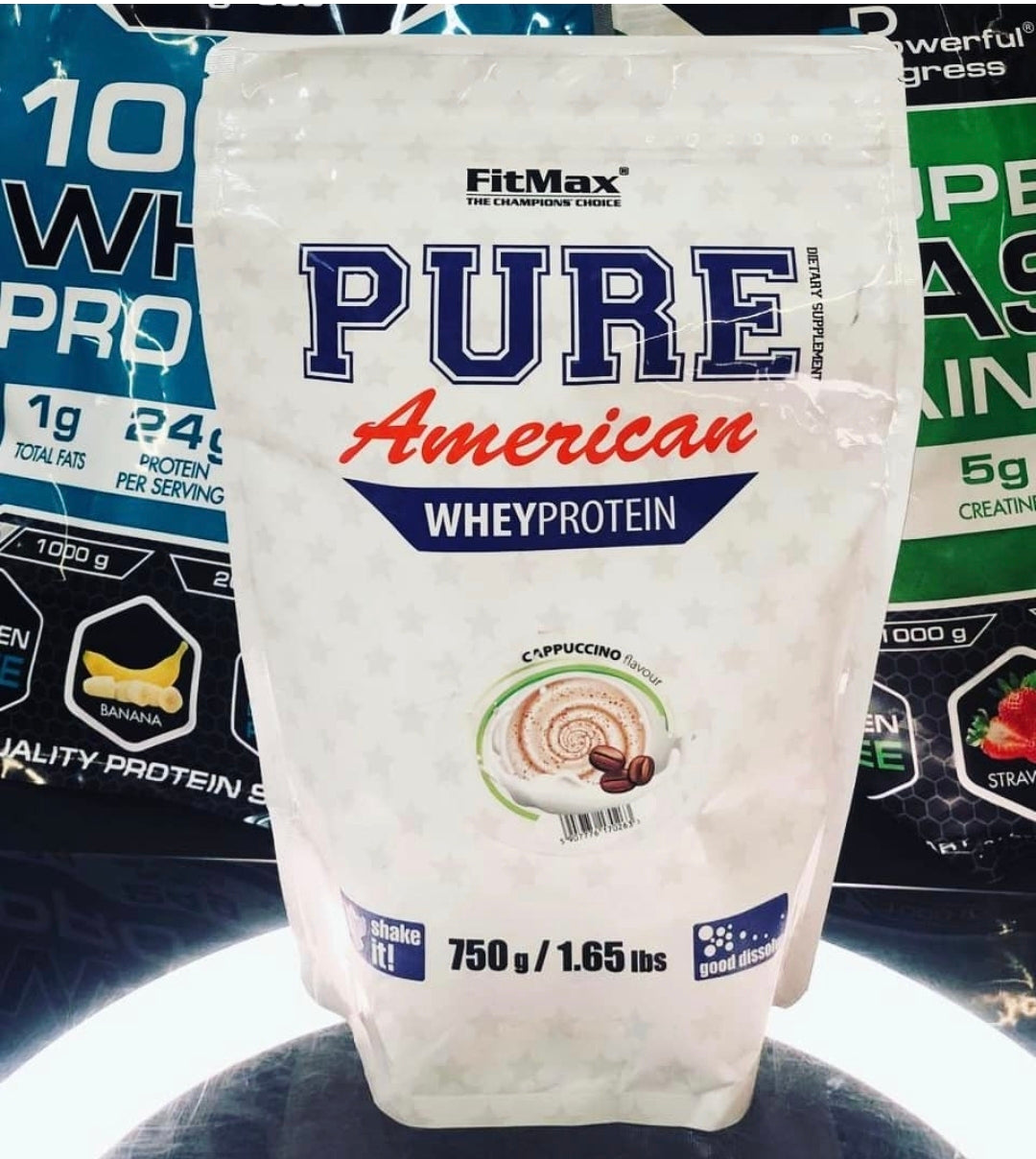 Baltymų koncentratas - WPC FitMax Pure American 750 g, Kapučino Skonio