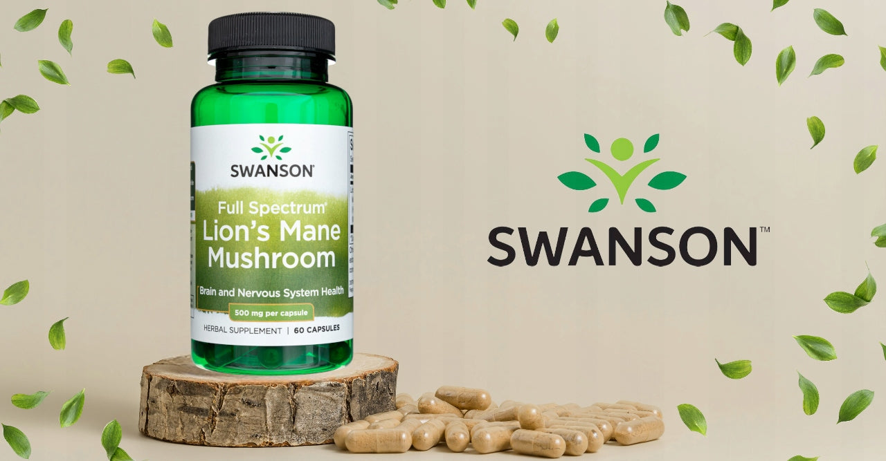Swanson Lion's Mane 500 mg Imunitetui, Atminčiai, Stresui, 60kaps.