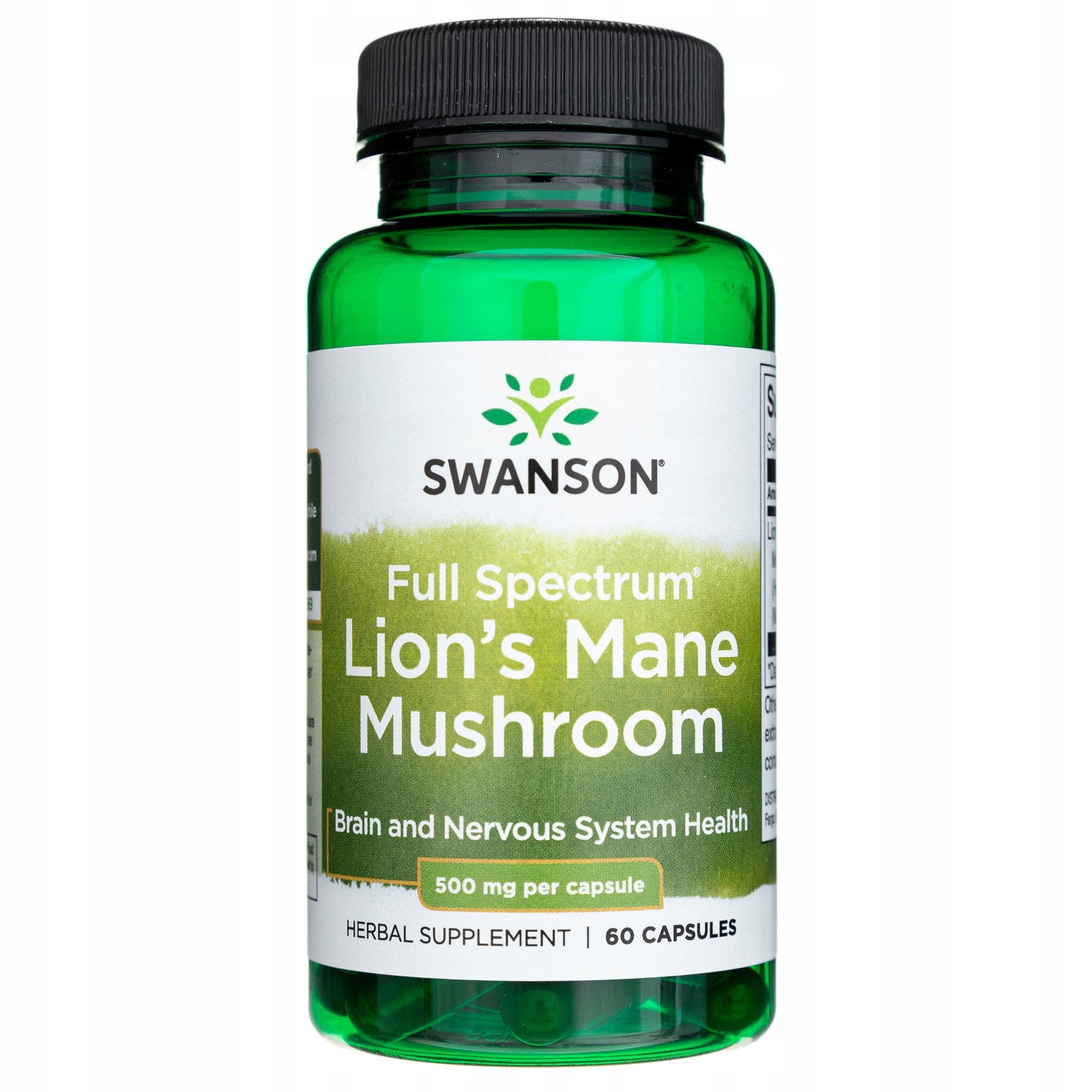 Swanson Lion's Mane 500 mg Imunitetui, Atminčiai, Stresui, 60kaps.
