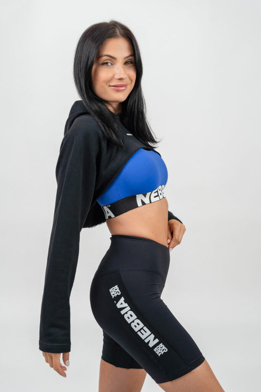 NEBBIA Cropped Hoodie GYM TIME Džemperis, Juodas
