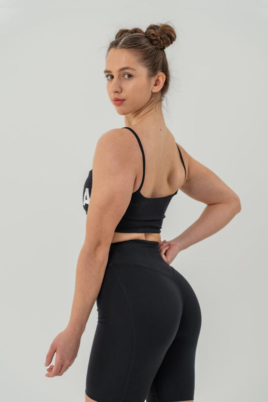 NEBBIA High waisted leggings shorts 9″ SNATCHED šortai, juodi