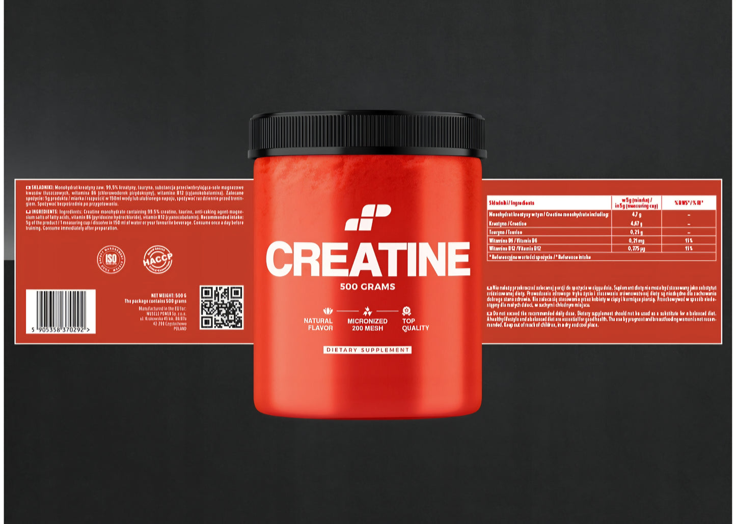 MUSCLE POWER Kreatinas 500 g Kreatino monohidratas