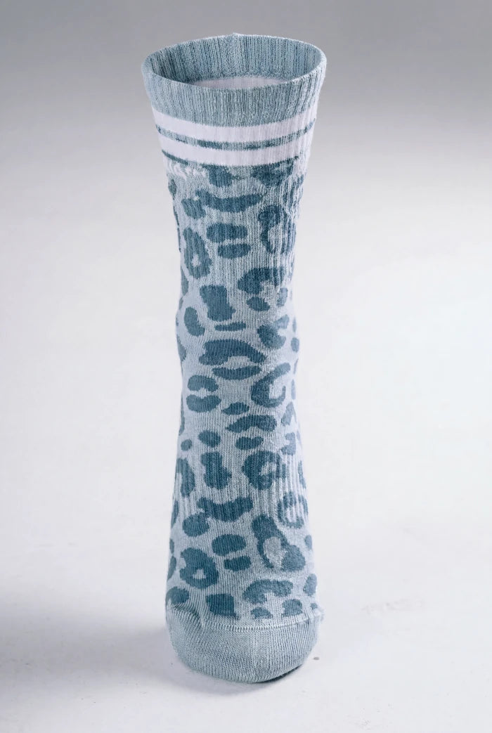NEBBIA Crew Primal Leopard Kojinės, žydros