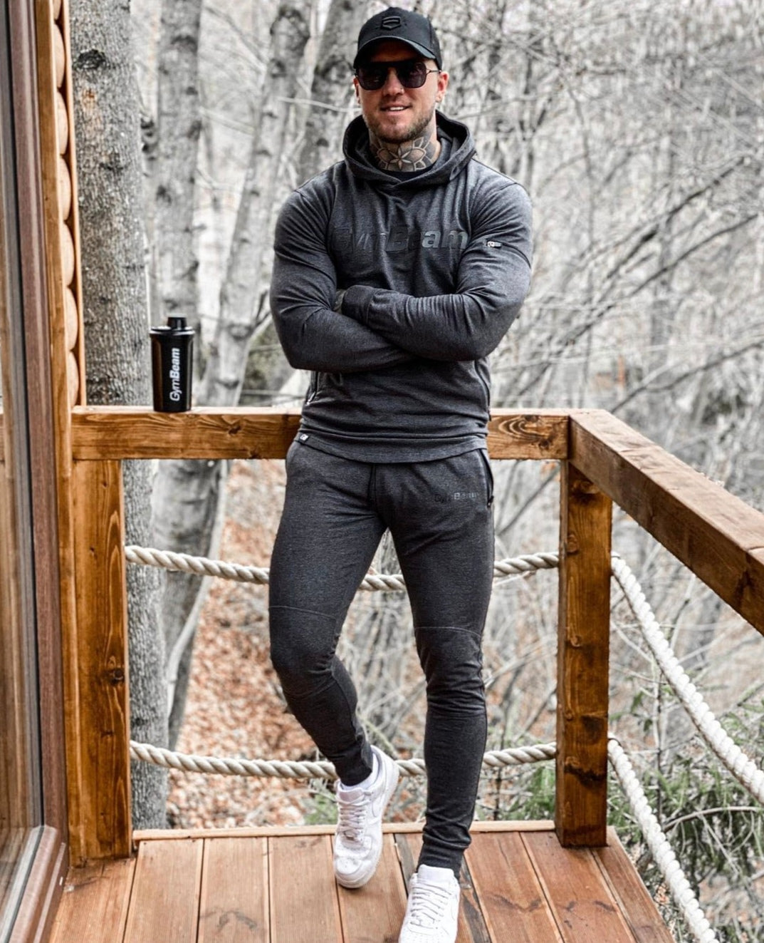 GymBeam Vyriškos Urban Grey sportinės kelnės – pilkos spalvos XXL dydis