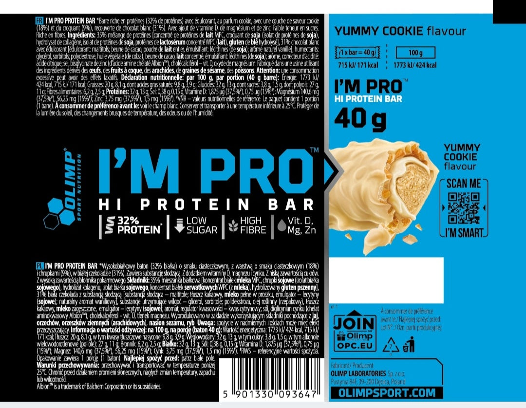 Olimp I'M PRO PROTEIN batonėlis, sausainių skonis