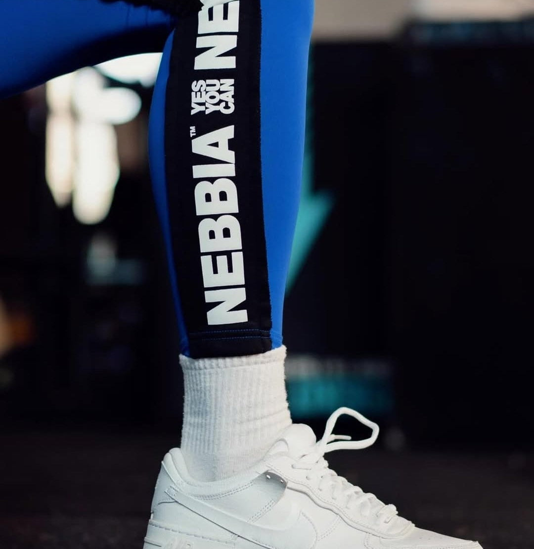 NEBBIA Side Stripe Tamprės auštu liemeniu, mėlynos