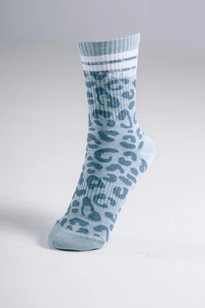 NEBBIA Crew Primal  Leopard Kojinės, žydros