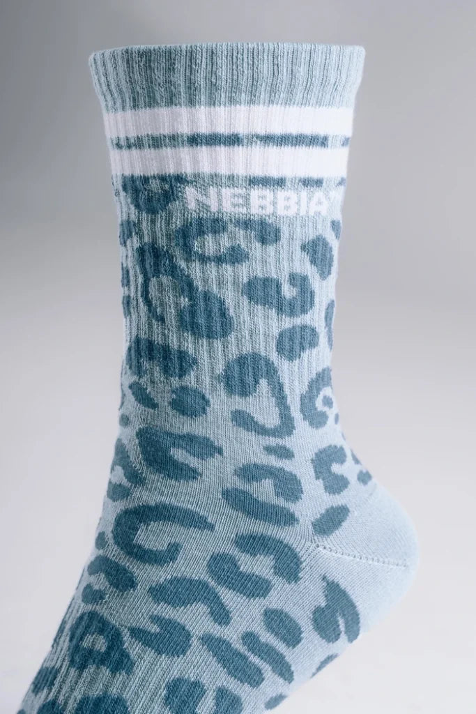 NEBBIA Crew Primal  Leopard Kojinės, žydros