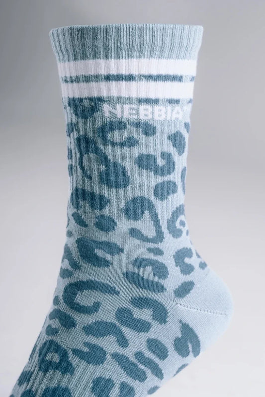 NEBBIA Crew Primal  Leopard Kojinės, žydros