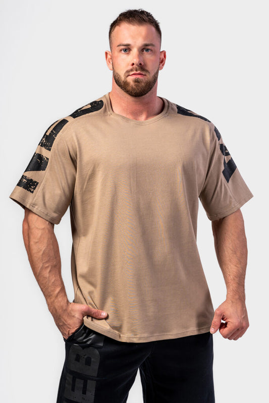 NEBBIA Oversized LIFTING CLUB marškinėliai, Rusvi