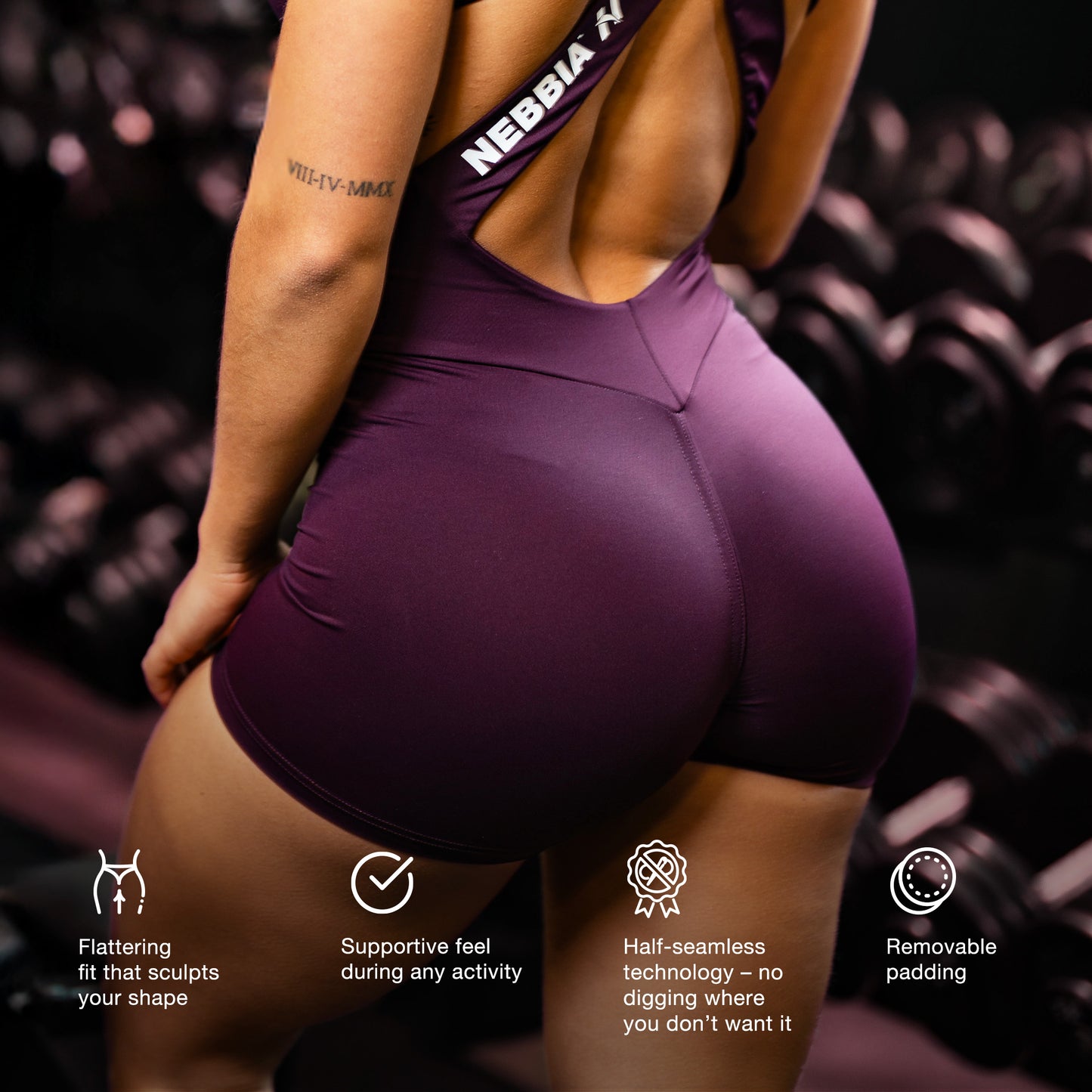 NEBBIA STRONG BEAUTY Kombinezonas, Bordo