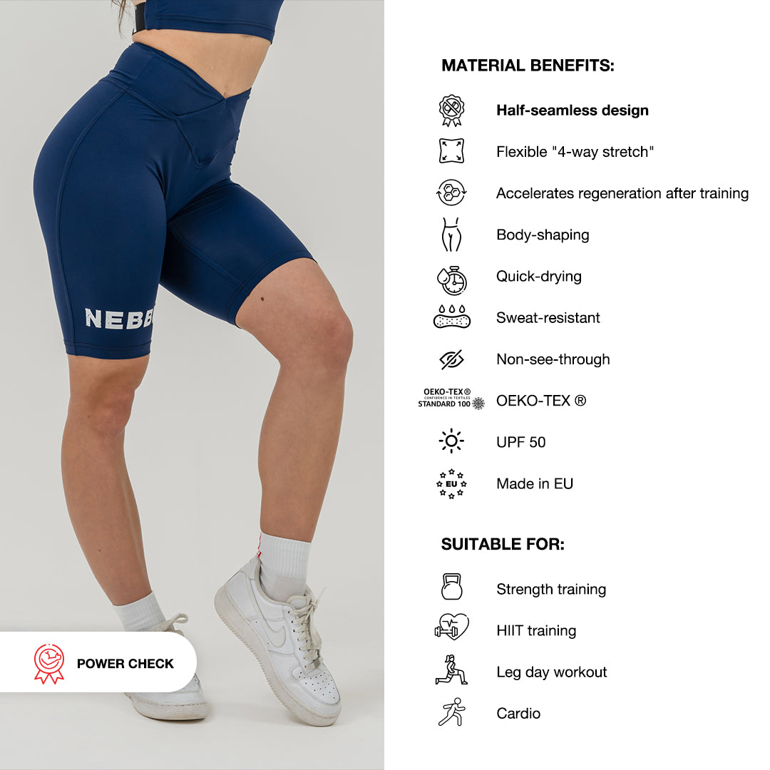 NEBBIA High waisted leggings shorts 9″ SNATCHED Dark Blue šortai