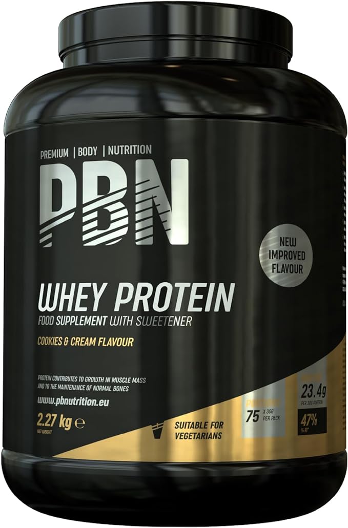 PBN išrūgų baltymaiPBN Whey baltymai 2.27kg Sausainių ir grietinėlės (Cookies & Cream) Skonio