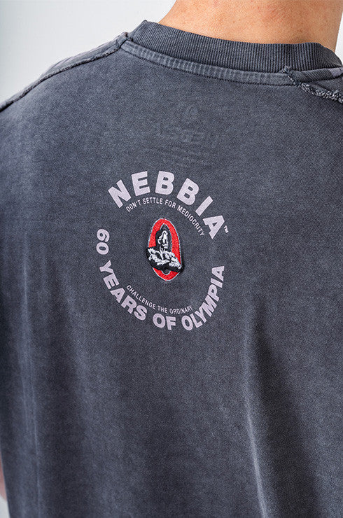 NEBBIA Washed Oversized GOLDEN AGE marškinėliai, Juodi