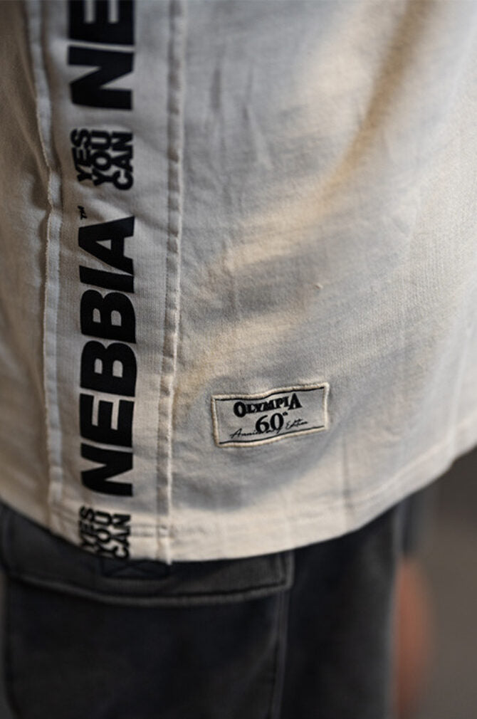 NEBBIA Washed Oversized GOLDEN AGE marškinėliai, šviesiai pilki