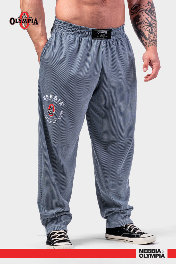 NEBBIA Oversized SIGNATURE OLYMPIA laisvos kelnės, melsvos