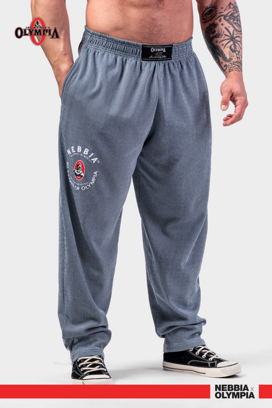 NEBBIA Oversized SIGNATURE OLYMPIA laisvos kelnės, melsvos