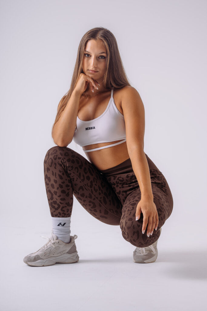 NEBBIA Leopard Primal Formuojančios Push Up Tamprės, Tamsiai rudos