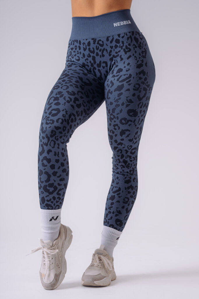 NEBBIA Leopard Primal Formuojančios Push Up Tamprės, Tamsiai Mėlynos