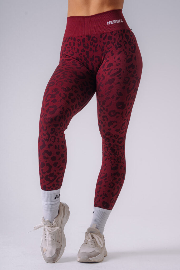 NEBBIA Leopard Primal Formuojančios Push Up Tamprės, Bordo