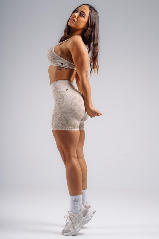 NEBBIA Leopard Primal Formuojantys Push Up šortai, Kreminiai