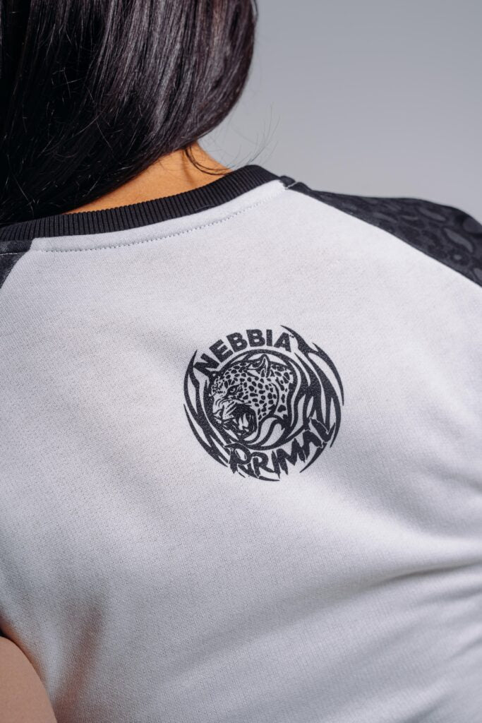 NEBBIA Leopard Primal '97 Crop Top Marškinėliai, Balta-Juoda