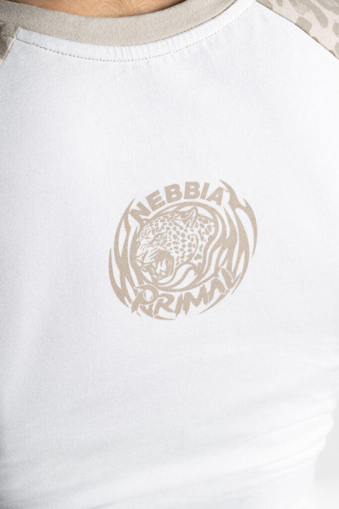 NEBBIA Leopard Primal '97 Crop Top Marškinėliai, Kreminiai