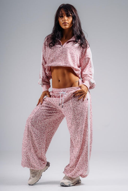 NEBBIA Leopard Primal Plačios Baggy Kelnės, Rožinės