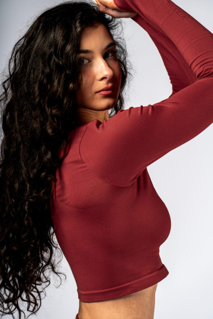 NEBBIA Top POWER Crop Top Palaidinė ilgomis rankovėmis, Raudona
