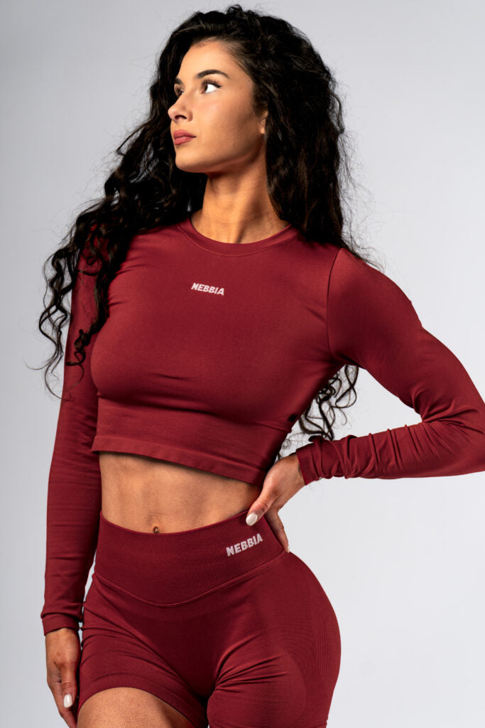 NEBBIA Top POWER Crop Top Palaidinė ilgomis rankovėmis, Raudona