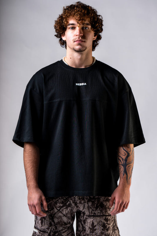 NEBBIA Oversized Tee POWER marškinėliai, juodi