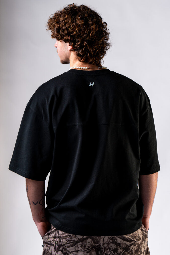 NEBBIA Oversized Tee POWER marškinėliai, juodi