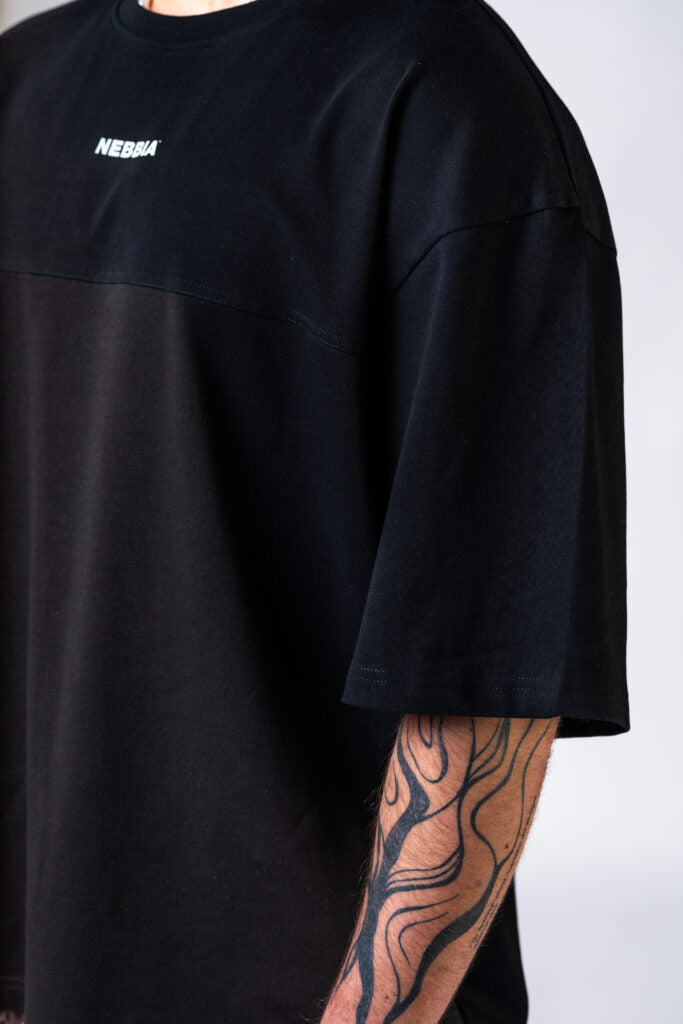 NEBBIA Oversized Tee POWER marškinėliai, juodi