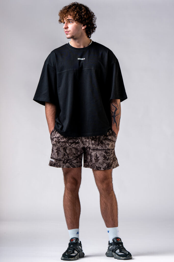 NEBBIA Oversized Tee POWER marškinėliai, juodi