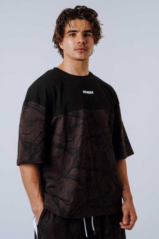 NEBBIA Oversized Tee POWER 89 marškinėliai, tamsiai rudi camo