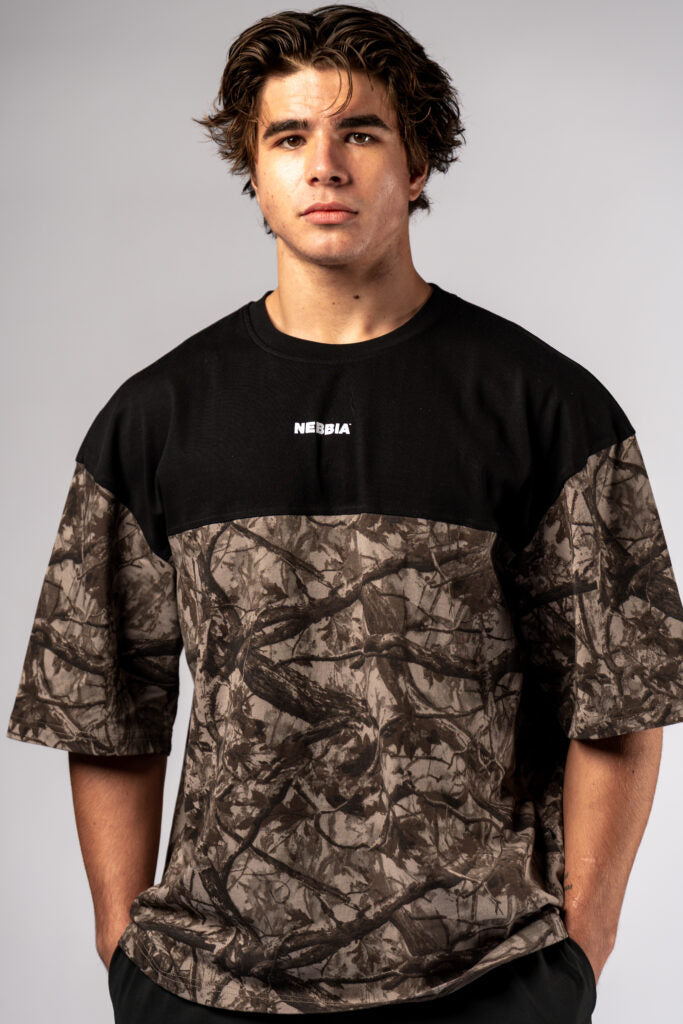 NEBBIA Oversized Tee POWER 89 marškinėliai, šviesiai rudi camo
