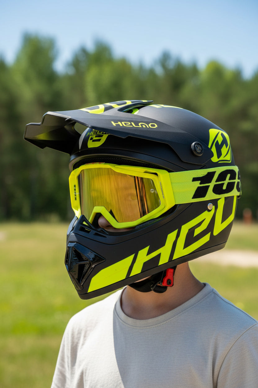 Vaikiškas Dviračių, BMX, Enduro, motokroso šalmas + akiniai