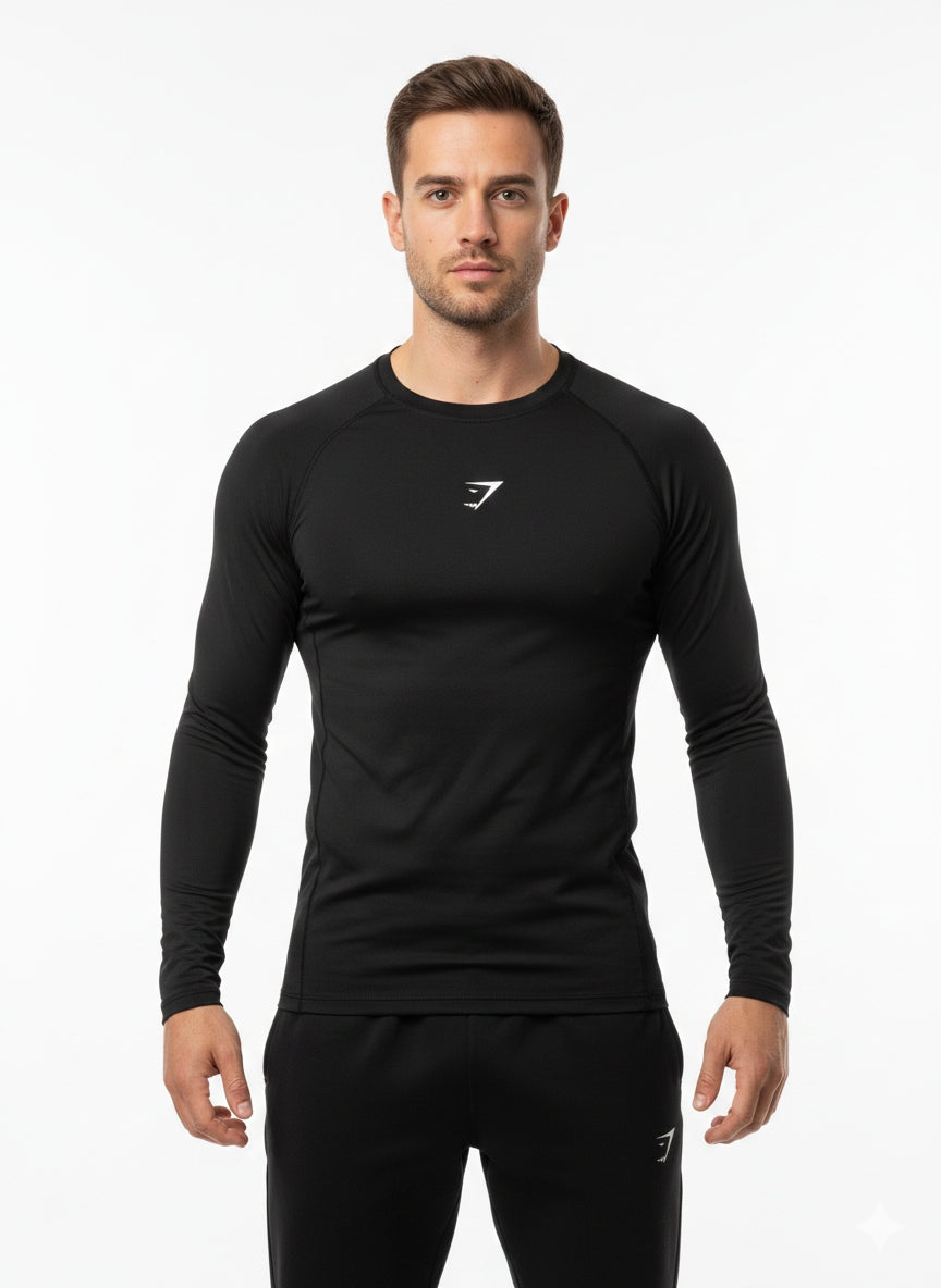 GYMSHARK GEO Marškinėliai ilgomis rankovėmis, Juodi