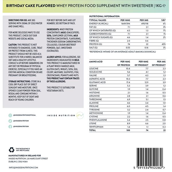 Inside Nutrition Baltymai Gimtadienio Torto Skonio 1kg