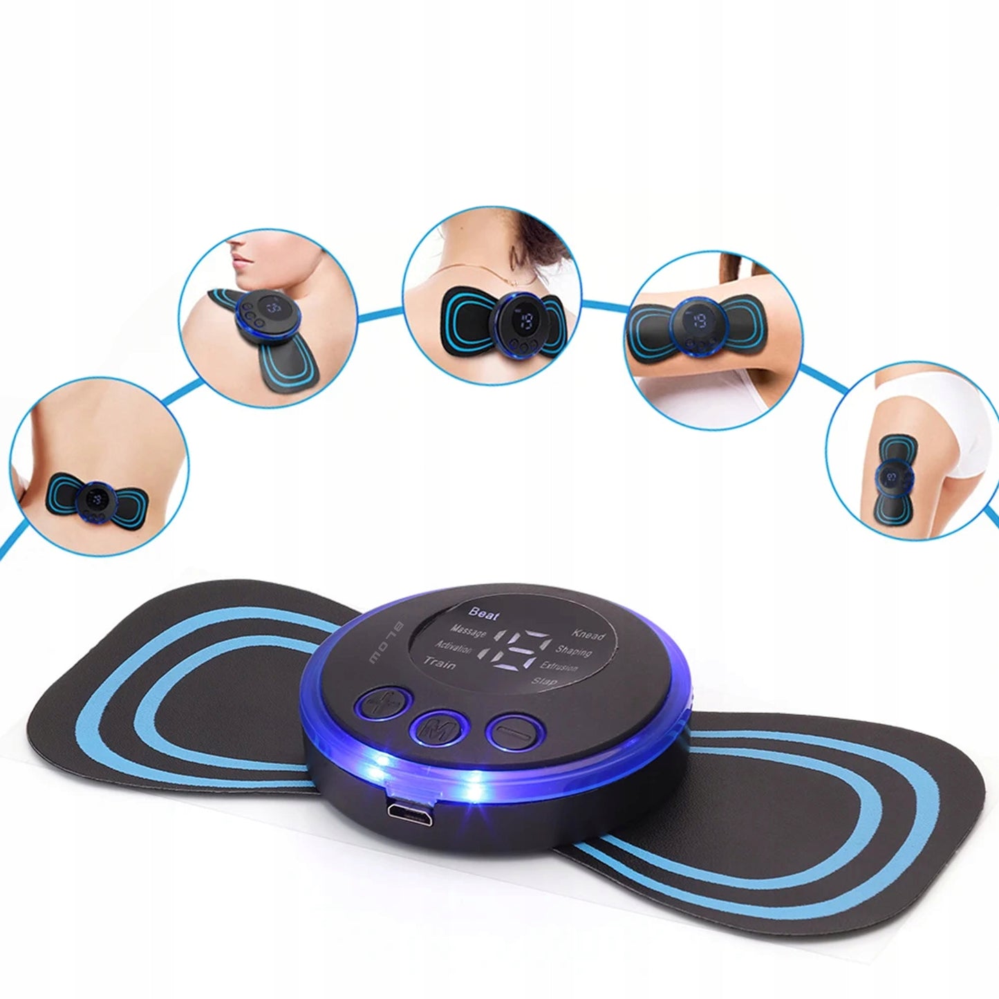 Mikrosrovių mini EMS raumenų masažuoklis