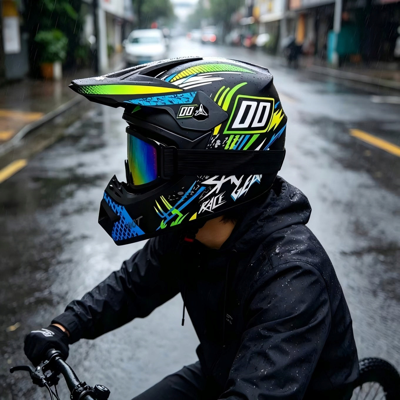 Dviračių, BMX, paspirtukų, motokroso šalmas + pirštinės + balaklava + akiniai