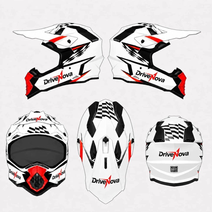 Motokroso šalmas ECE 22.06 – Cross Enduro + akiniai, pirštinės ir kaukė