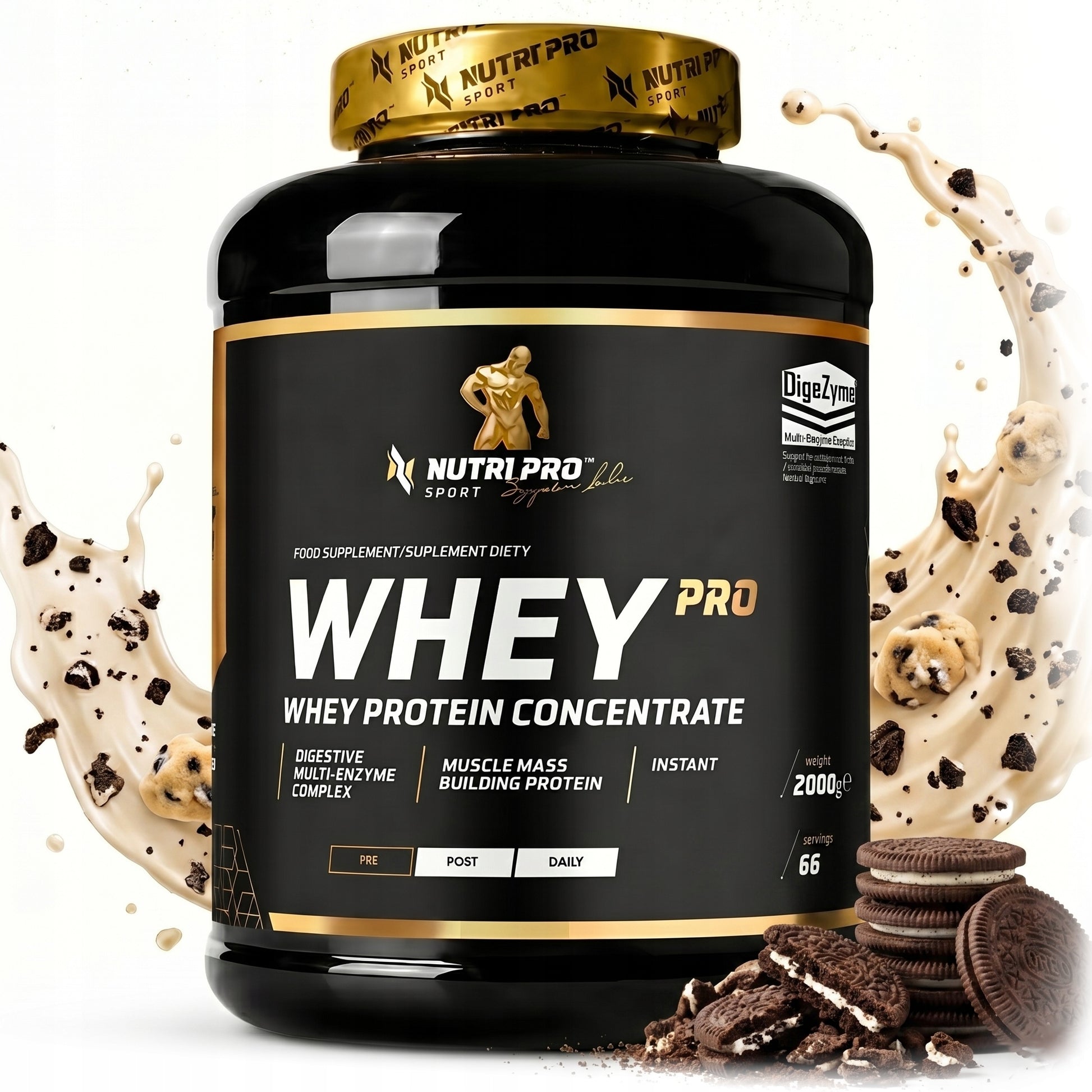 Nutri Pro Sport WPC Whey baltymai 2000g, Sausainių su kremu