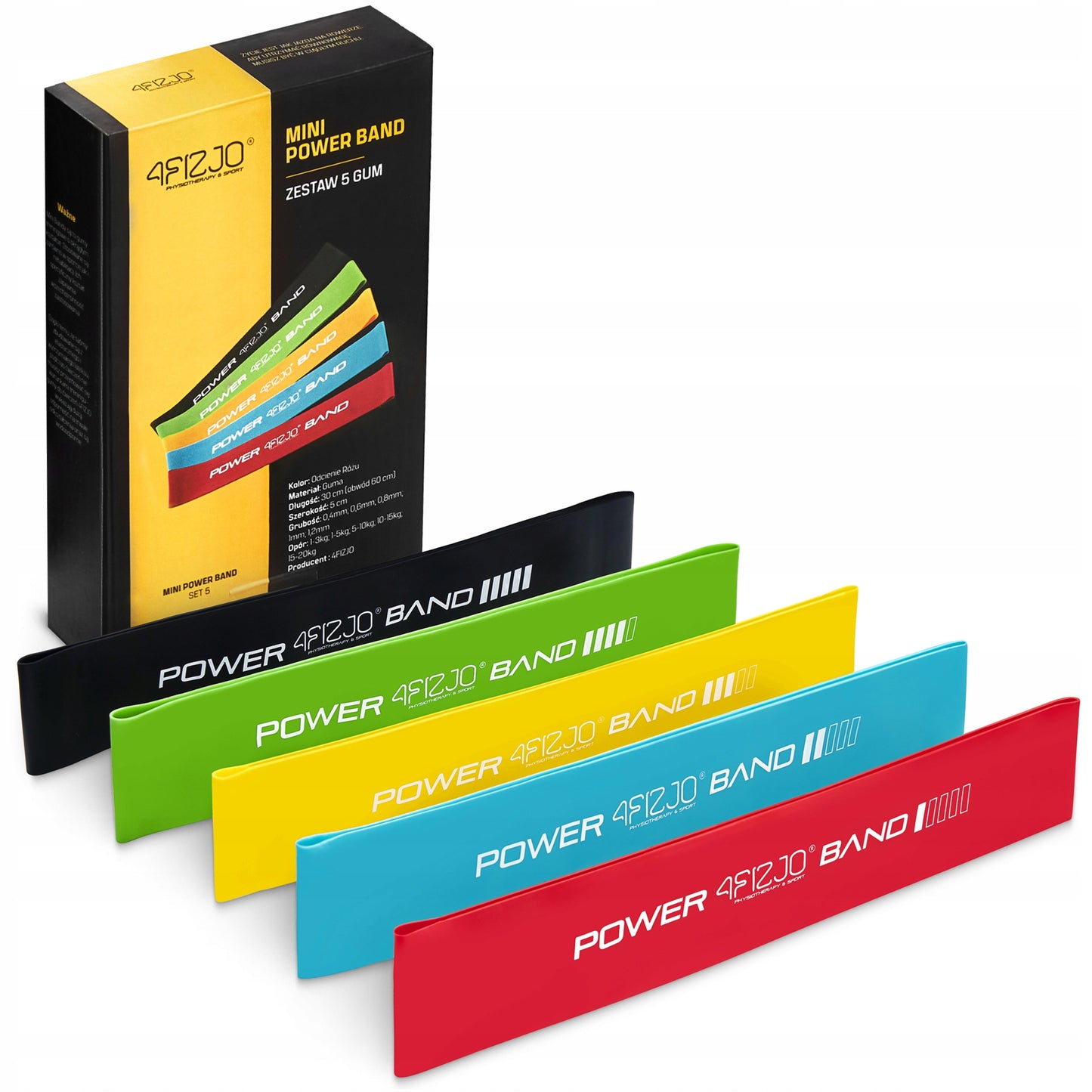 POWER BAND 4FIZJO ilgų treniruočių gumų rinkinys, 3 vnt.