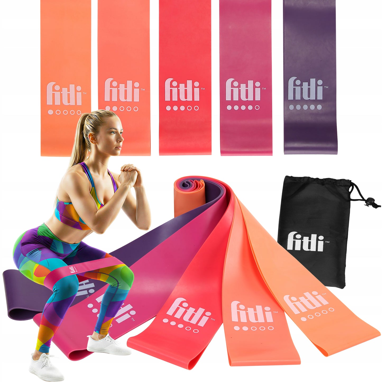 FITLI MINI BAND pasipriešinimo gumų rinkinys 5vnt.